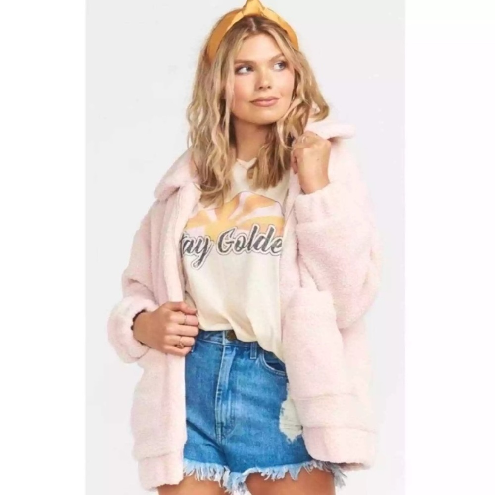 Show Me Your MUMU Cordelia Pink Teddy Jacket Size Small